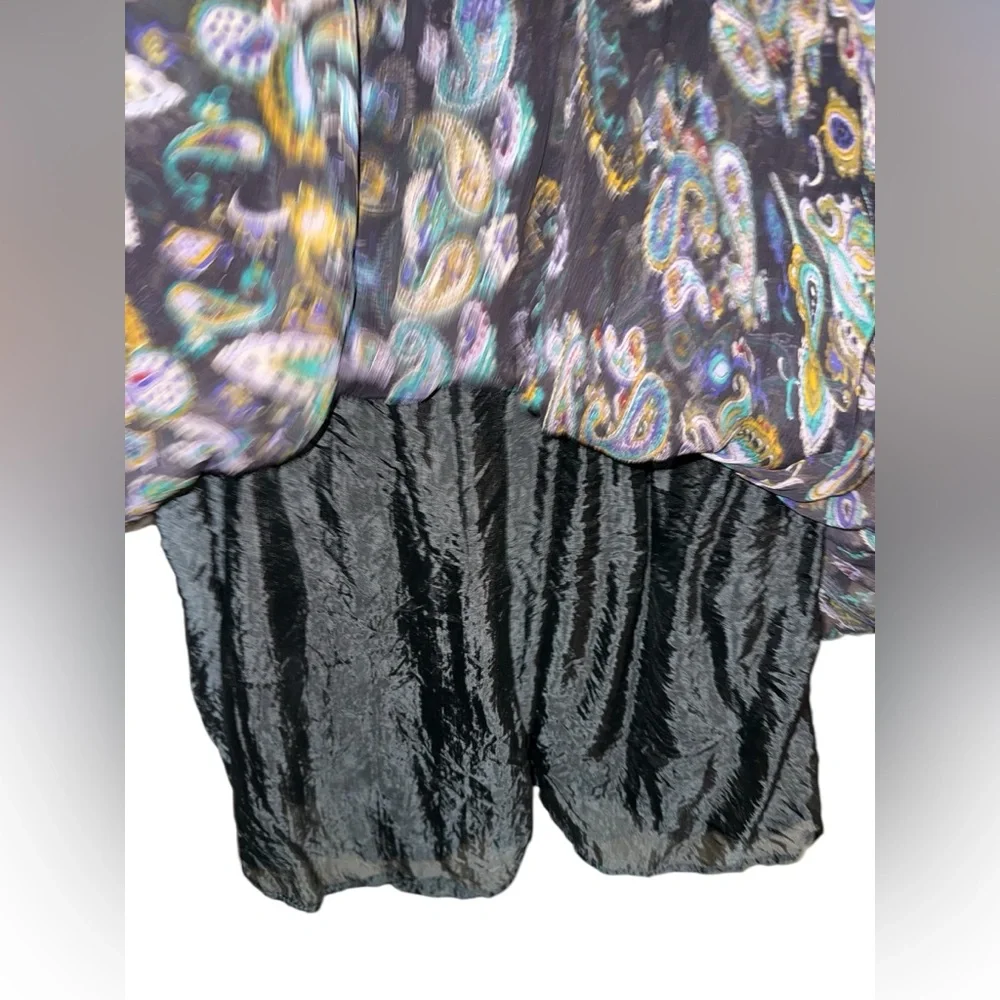 La Femme Paisley Print Black Maxi Skirt vintage jewel tones sz Medium elastic - Picture 4 of 6